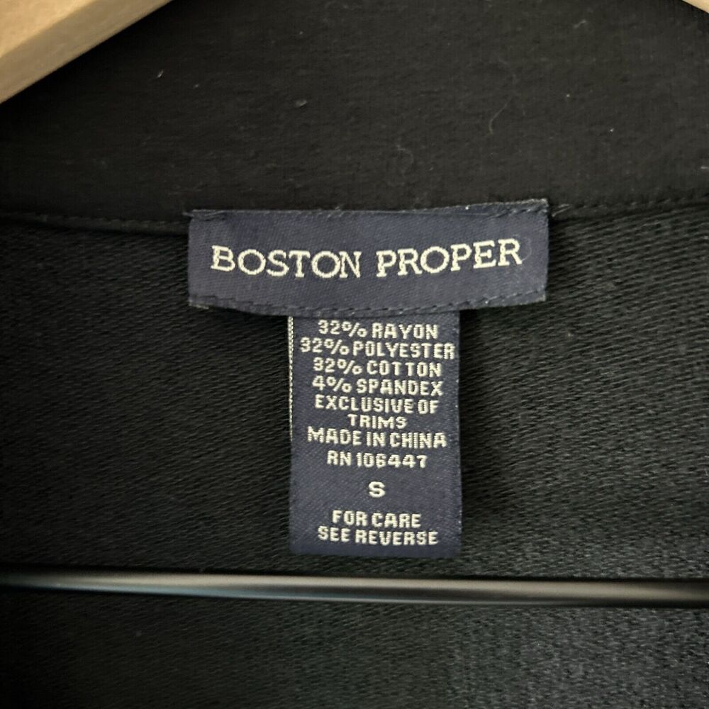 BOSTON PROPER Y2K Bling Hoodie Womens Small Black Fleur De Lis Rhinestone Jacket - Picture 5 of 11